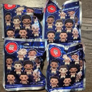 Lot of 4 US Soccer Figural Bag Clips Monogram Blind Bag Mystery 3D Foam Keychain